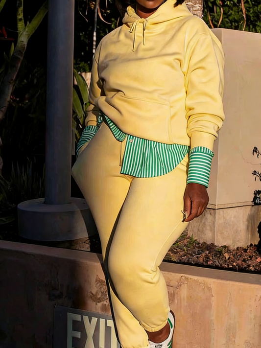 Comfortable Hooded Sweatshirt Two Pieces Set