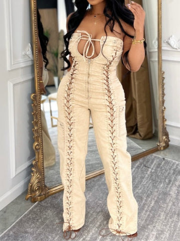 Sexy Sleeveless Tie-up Jumpsuit