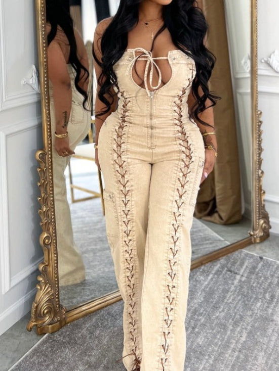 Sexy Sleeveless Tie-up Jumpsuit