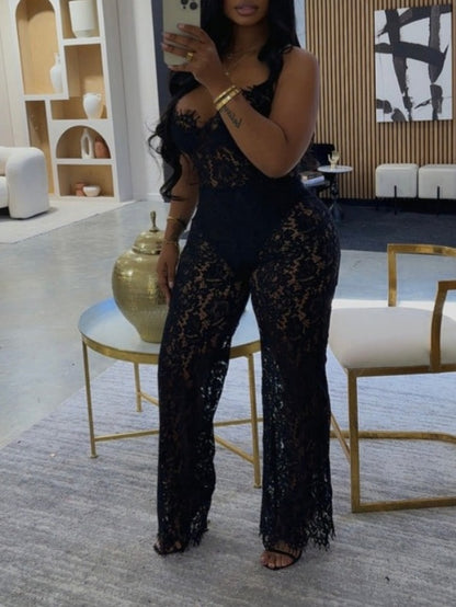 Sexy Adjustable Strap Lace Jumpsuit
