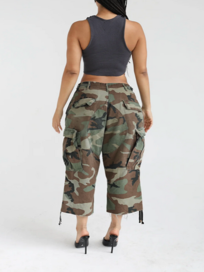 Cropped Cargo Camouflage Pants