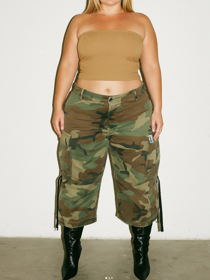 Cropped Cargo Camouflage Pants