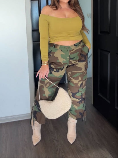 Cropped Cargo Camouflage Pants