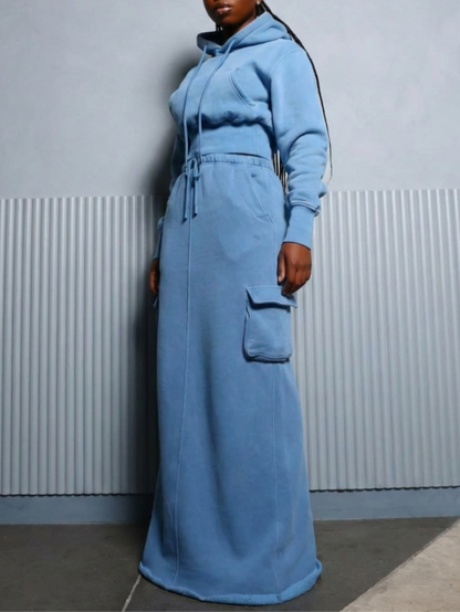 Hoodie & Cargo Skirt Two Pieces Set