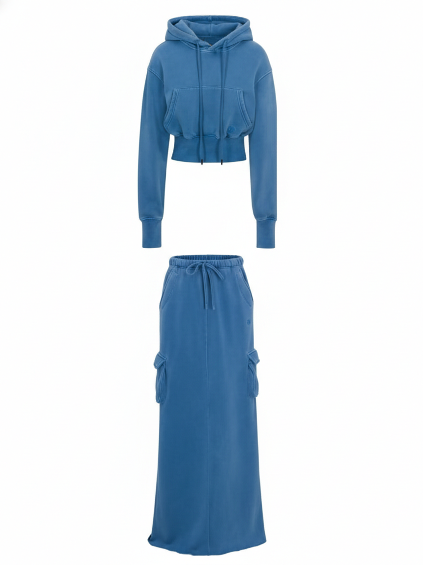 Hoodie & Cargo Skirt Two Pieces Set