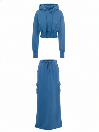 Hoodie & Cargo Skirt Two Pieces Set