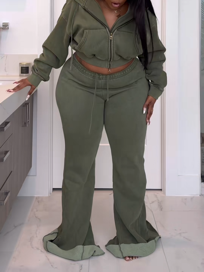 Flared Sweatpants Two Piece Set