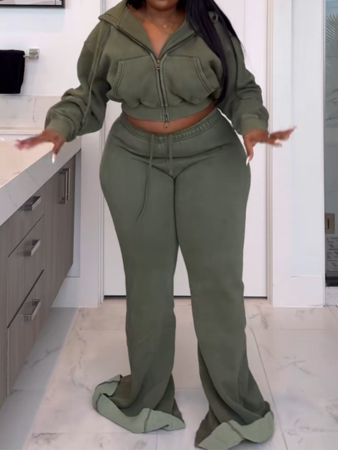 Flared Sweatpants Two Piece Set