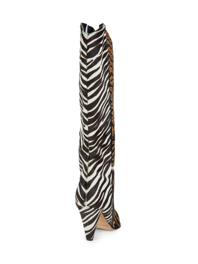 Zebra-Print Tall Heel Boots