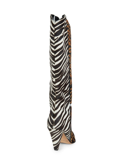 Zebra-Print Tall Heel Boots