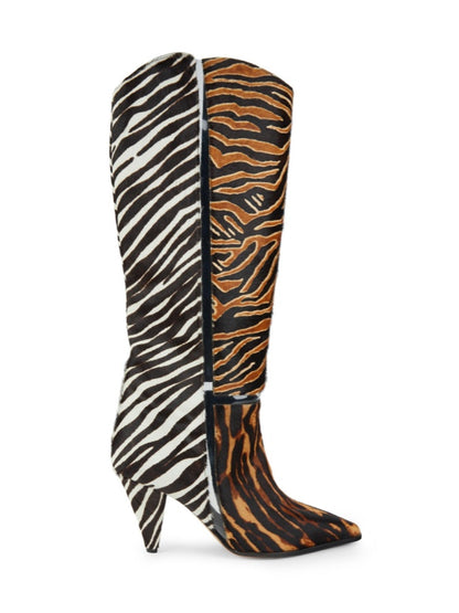Zebra-Print Tall Heel Boots