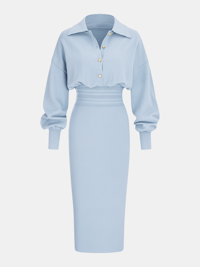 Elegant Waist-cinching Knit Dress