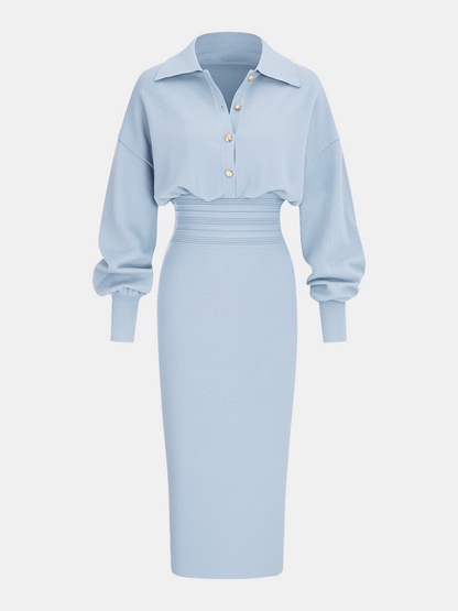 Elegant Waist-cinching Knit Dress