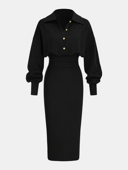 Elegant Waist-cinching Knit Dress