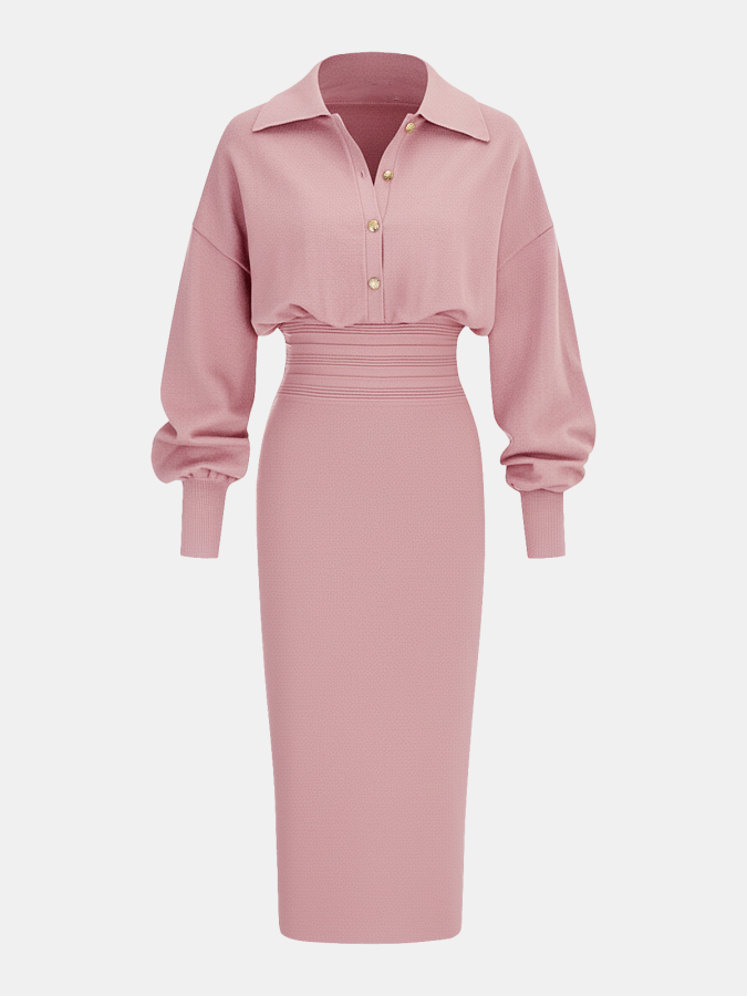 Elegant Waist-cinching Knit Dress