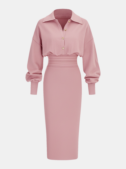 Elegant Waist-cinching Knit Dress