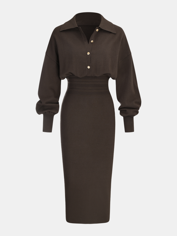 Elegant Waist-cinching Knit Dress