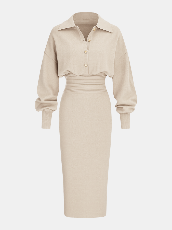 Elegant Waist-cinching Knit Dress