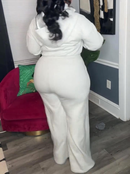 Long-sleeved Hooded Wide-leg Jumpsuit