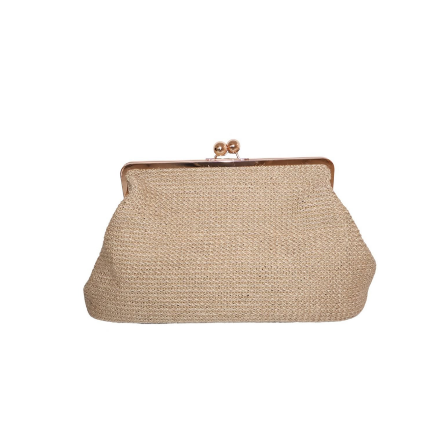 Jute Kiss Lock Clutch