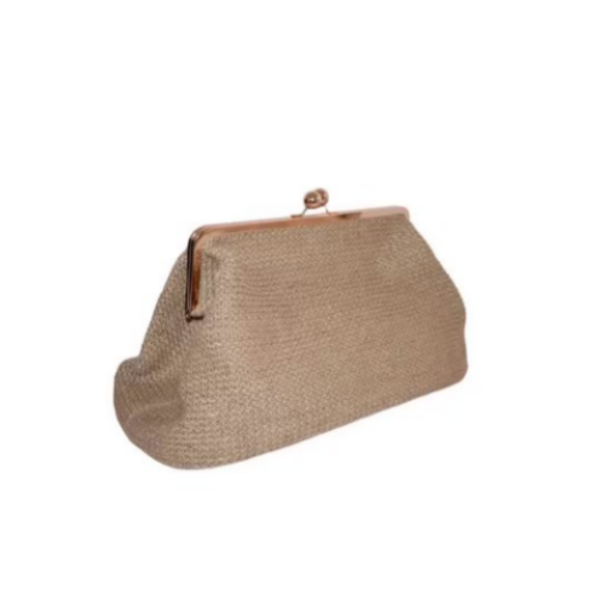 Jute Kiss Lock Clutch