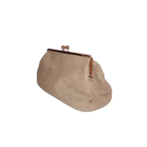 Jute Kiss Lock Clutch