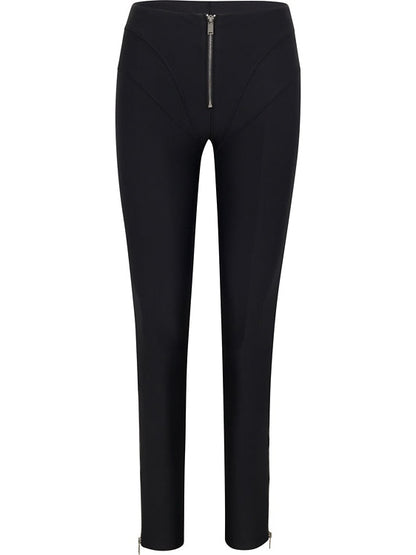 Elastic High-waisted Zipper Leggings