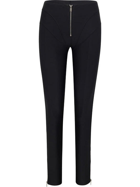 Elastic High-waisted Zipper Leggings