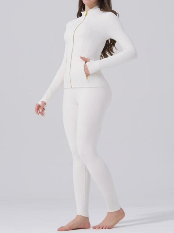 Gold Zipper Slim Fit Sports Suit