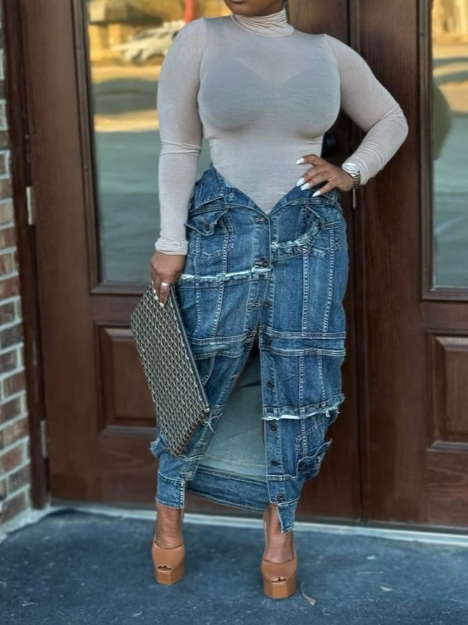 Denim Utility Skirt