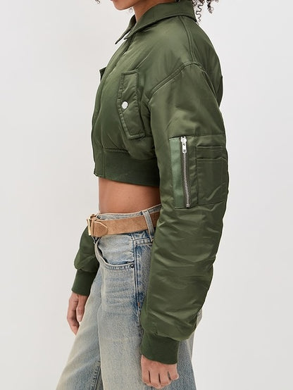 Long Sleeve Crop Bomber Jacket