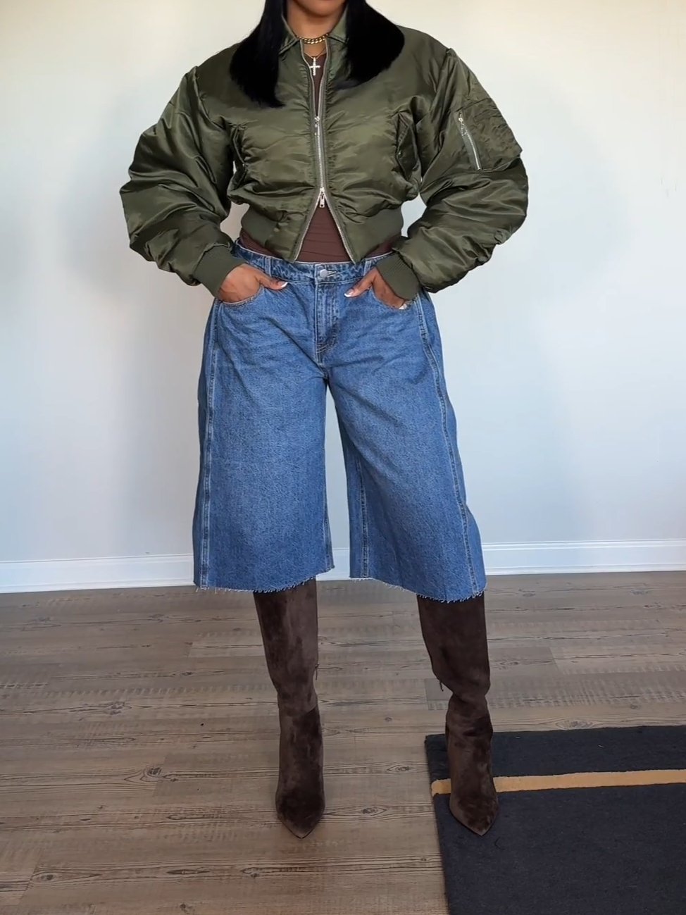 Long Sleeve Crop Bomber Jacket