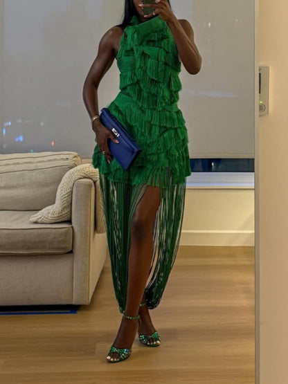 Halter Neck Tassel Set