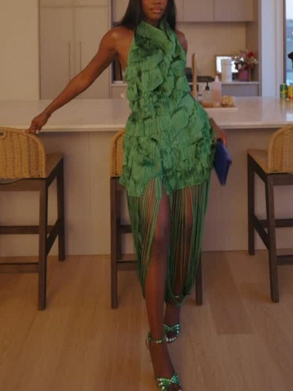 Halter Neck Tassel Set