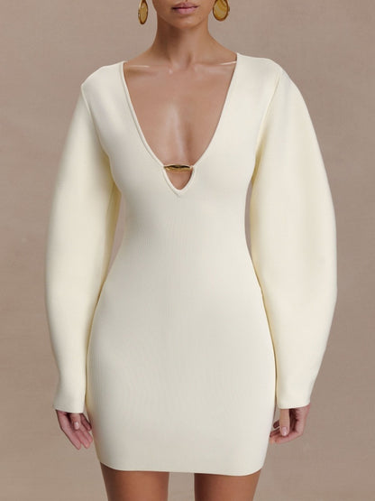 Balloon Sleeve Knit Mini Dress