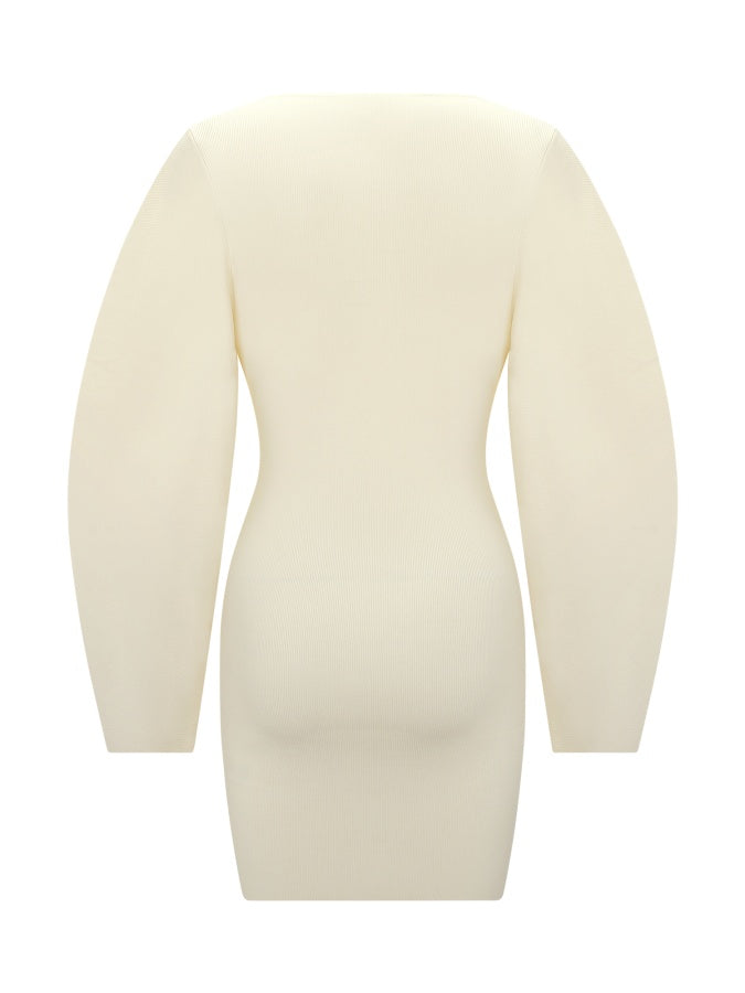 Balloon Sleeve Knit Mini Dress