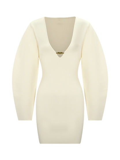 Balloon Sleeve Knit Mini Dress