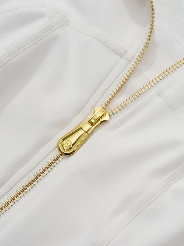 Gold Zipper Jacket & Leggings Two Pieces Set