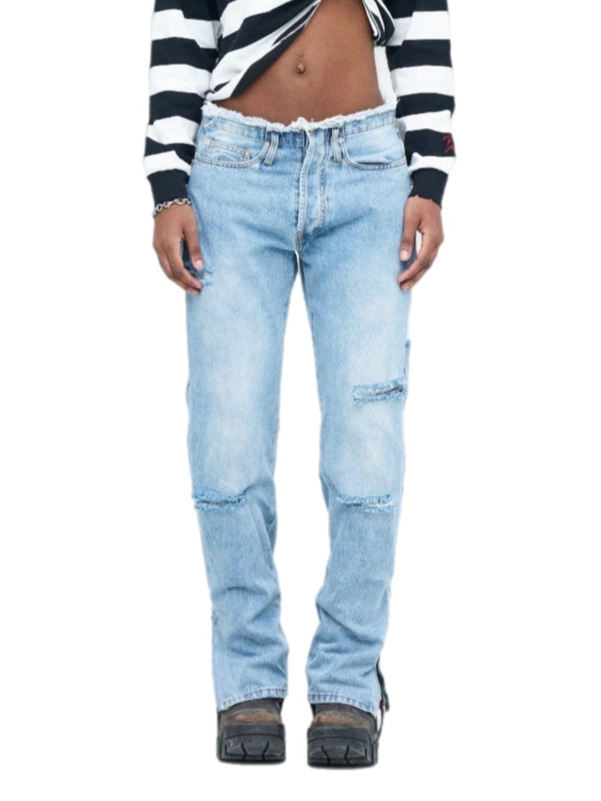 Ripped Jeans With Side Zipper