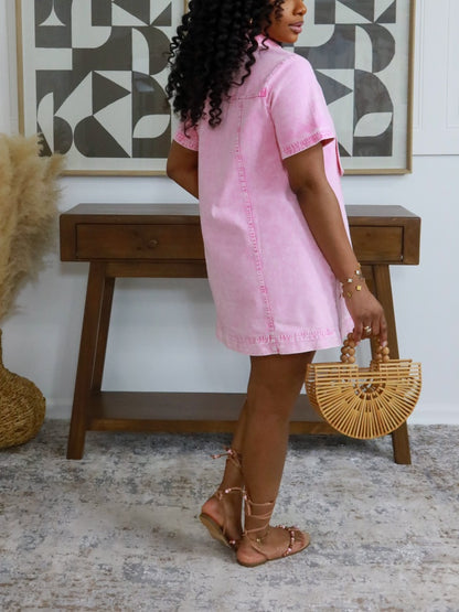 Bow-tie Denim Mini Dress