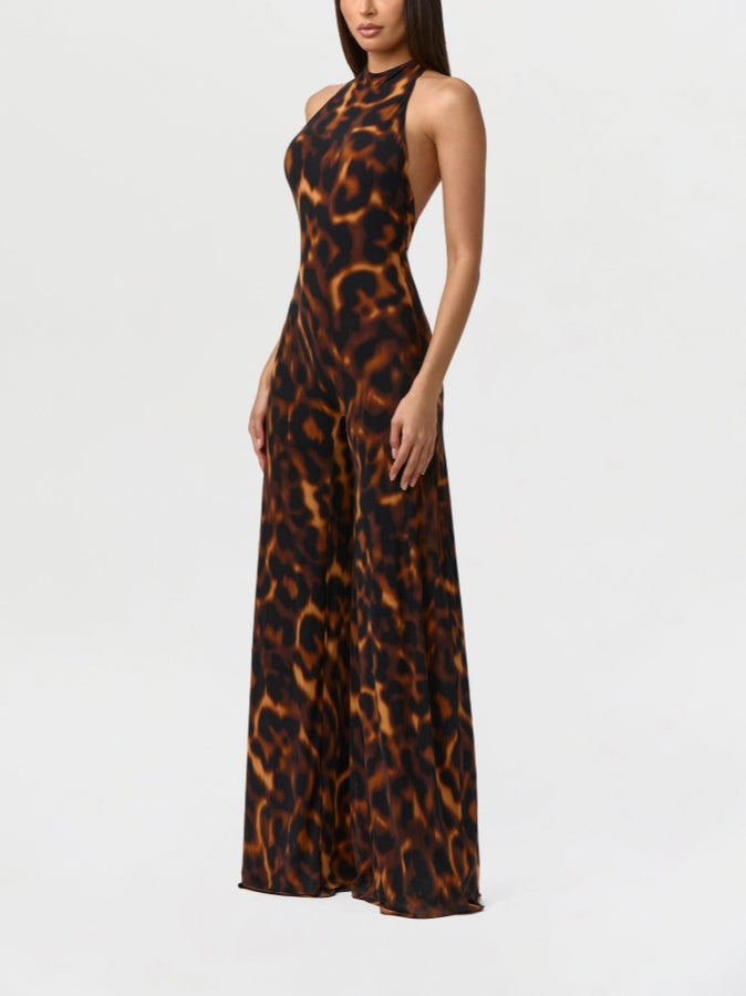 Lace-up Backless Wide-leg Jumpsuit