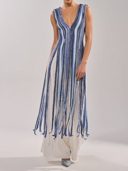 V-neck Sleeveless Tassel Top