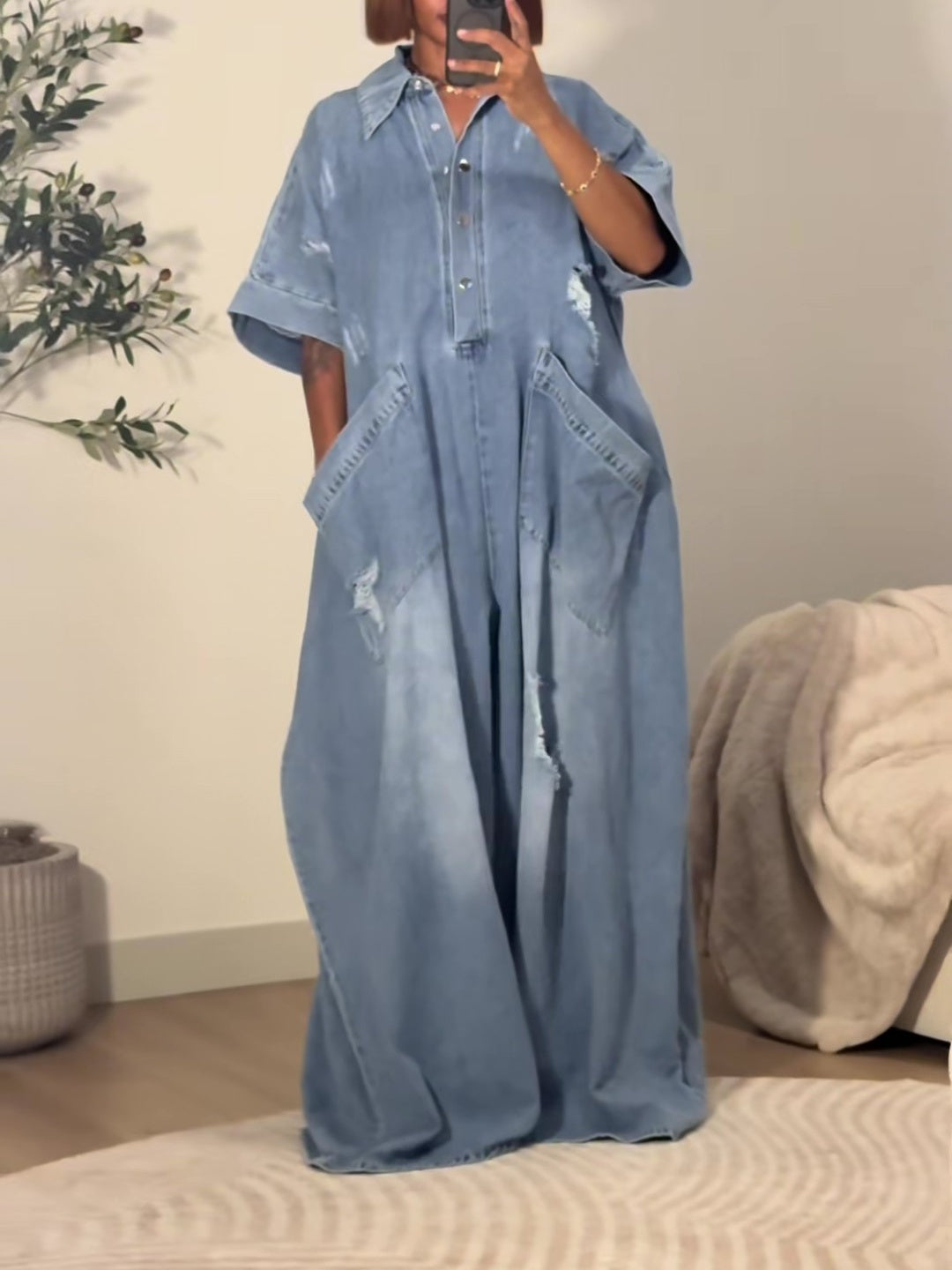 Oversized Denim Jumpsuit