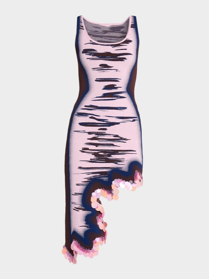 Irregular Hem Reversible Sequined Dress
