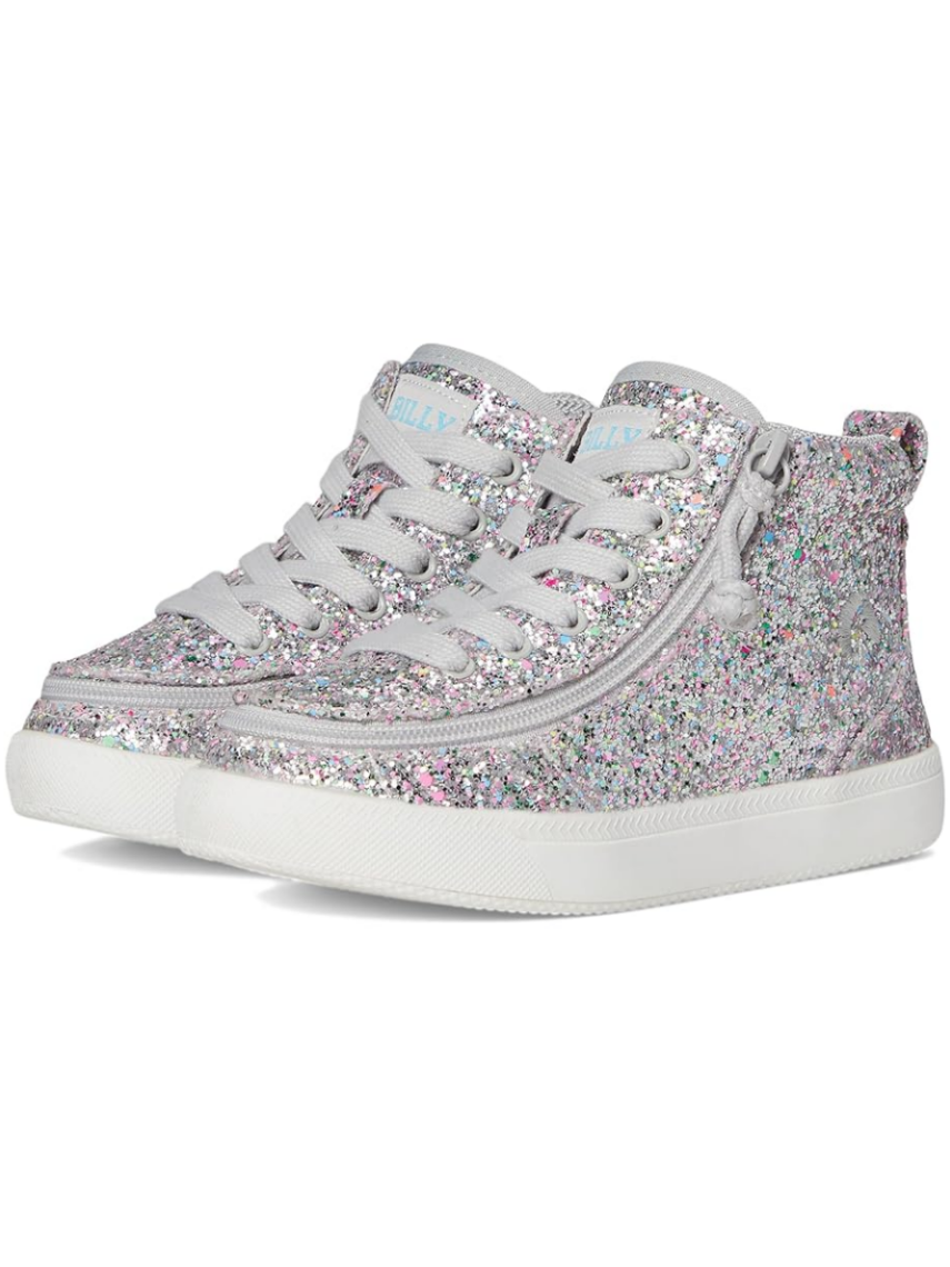 Shiny Full-coverage Zipper High-top Athletic Shoes For Kids