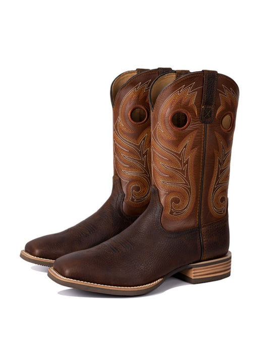 Square Toe Embroidered  Western Mid Calf Boots