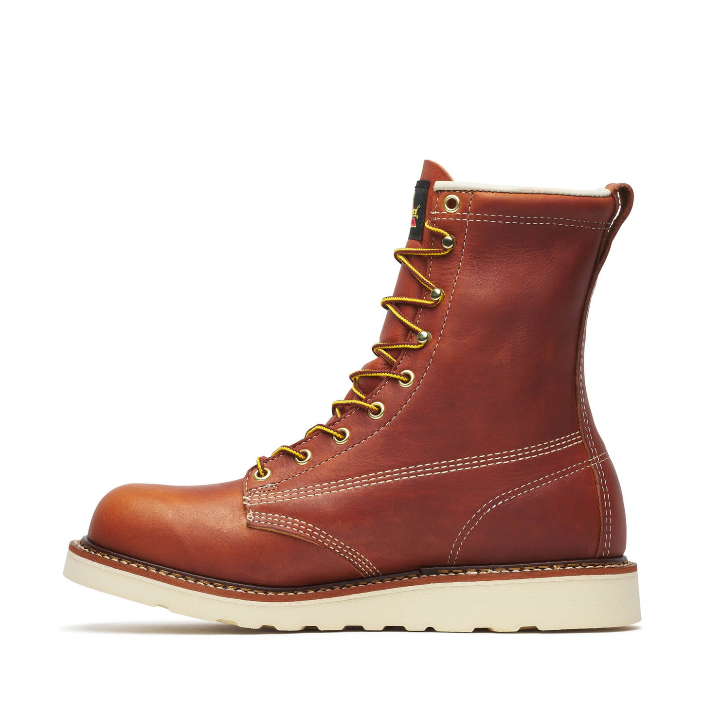 8″ Tobacco Plain Toe Wedge Leather Boots