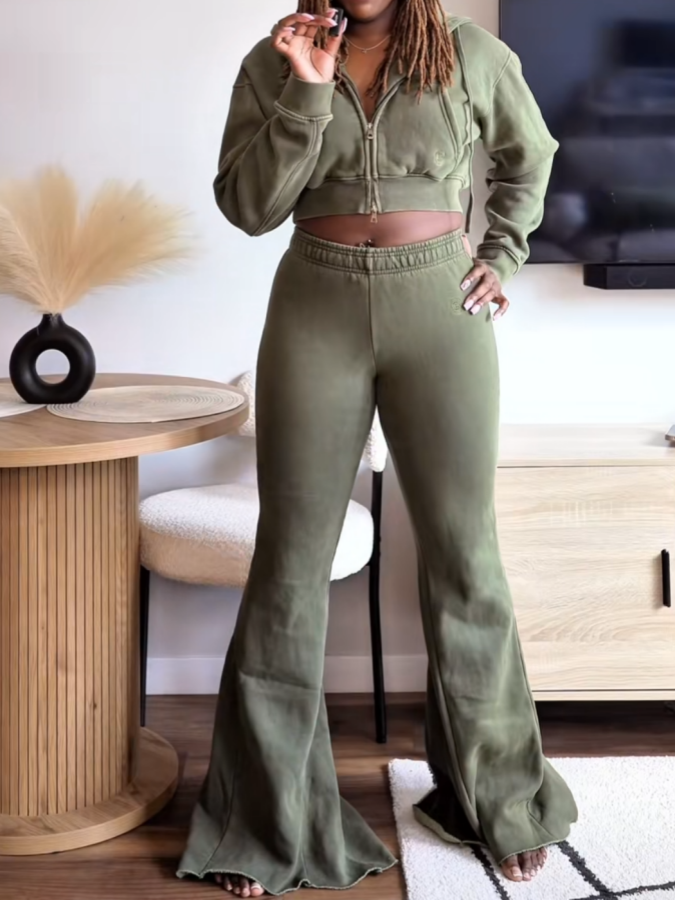 Flared Sweatpants Two Piece Set