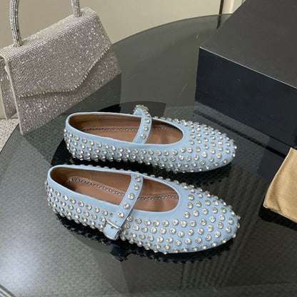 Rhinestone Studded Flat Comfortable Ballet Shoes