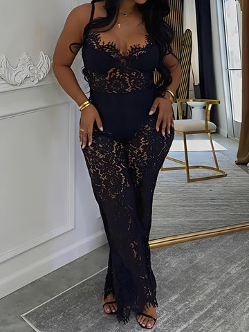 Sexy Adjustable Strap Lace Jumpsuit